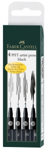 Pitt - PITT ARTIST PEN SET 4 BUC BLACK (S,F,M,B) FABER-CASTELL